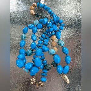 Plunder Blue and Brown Organic Beaded Necklace